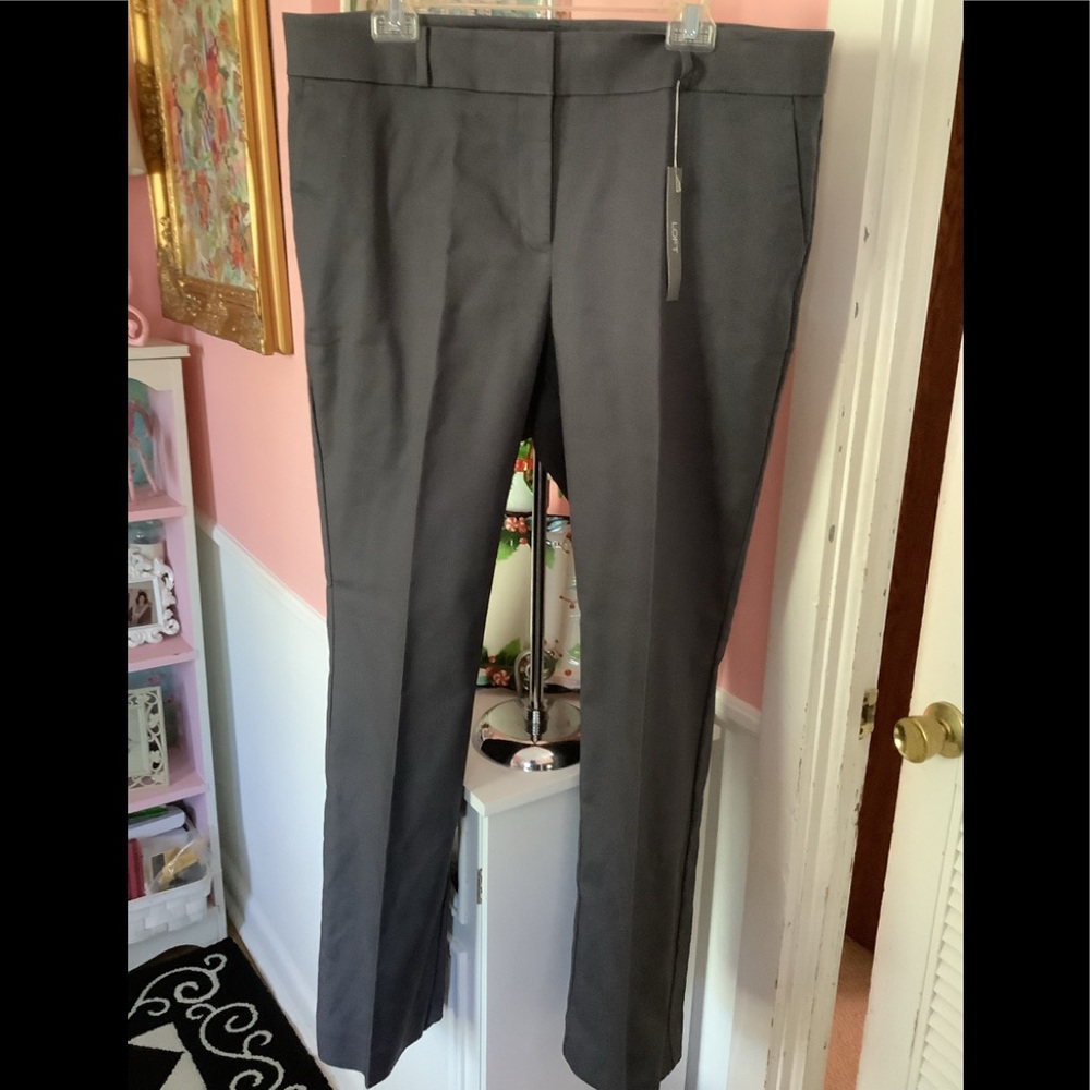 Loft curvy straight leg gray pant 14 nwts
